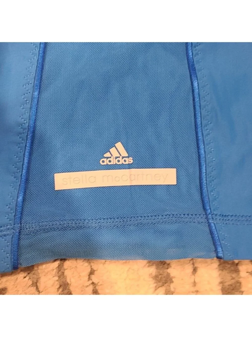 Stella mccartney Adidas blue nylon short sleeve with mesh overlay